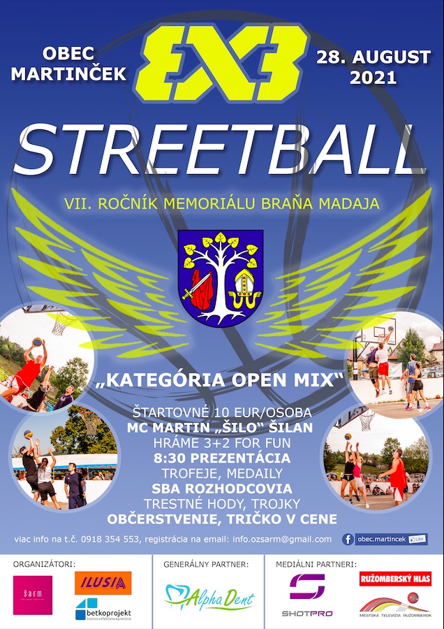3x3 STREETBALL FOR FUN - VII. ročník memoriálu Braňa Madaja 2021